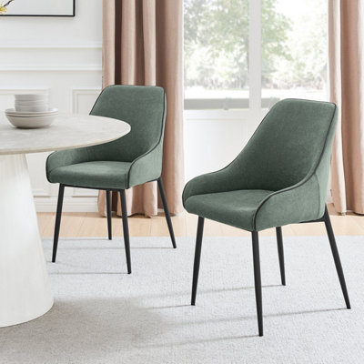 Furniturebox Set Of 2 Dining ChairsBeaumont Premium Dining ChairsGreen Fabric Black Leg Dining ChairsKitchen Dining Room Chairs from B&Q