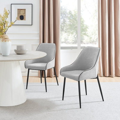 B&Q -  Set Of 2 Dining ChairsBeaumont Premium Dining ChairsGrey Fabric Black Leg Dining ChairsKitchen Dining Room Chairs