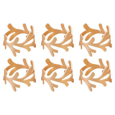 B&Q -  Set Of 6 Matte Gold Branch Napkin Rings Buckle Dinner Party Xmas Festive Serviette Holder