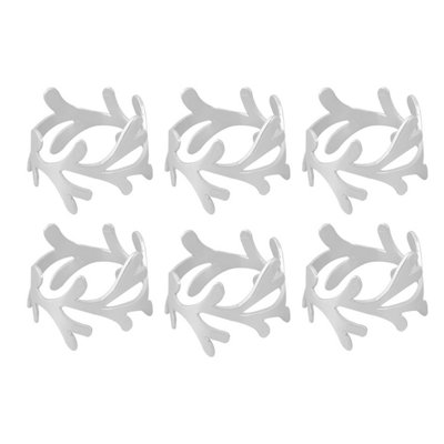 B&Q -  Set Of 6 Matte Silver Branch Napkin Rings Buckle Dinner Party Xmas Festive Traditional Decoration Serviette Holder
