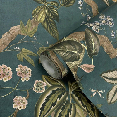 Holden Décor Holden Decor Peacock Woods Aqua Teal Wallpaper13682 from B&Q