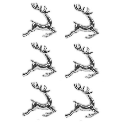 Yes-Online Set Of 6 Napkin Rings Snowflake Reindeer Xmas Silver Metal Elegant Table Set from B&Q