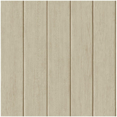 Yes-Online Fine Decor Painted Wood Panel Natural Wallpaper Paste The Paper Washable Plank from B&Q