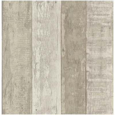 Yes-Online Fine Decor Rustic Wood Stripe Natural Wallpaper Paste The Paper Washable Wooden Plank Panel from B&Q