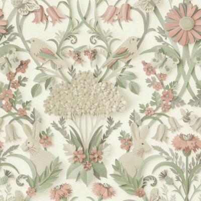 *SAMPLE Fine Decor Woodland Cream Wallpaper - Image 4