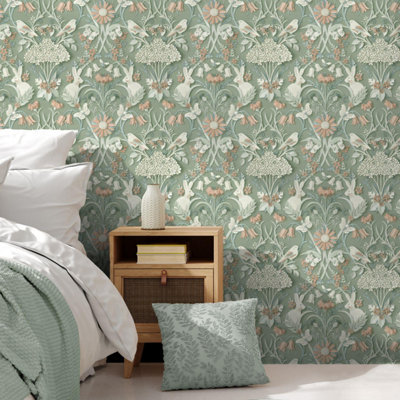 Washable Wallpaper - Woodland Kids Room Bedroom - Mint Green - Fine Décor - Paper - Image 4