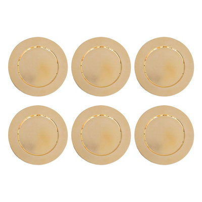 Yes-Online Christmas Dinner Charger Plate Set Of 6 Gold Embossed Metallic Table Decoration from B&Q
