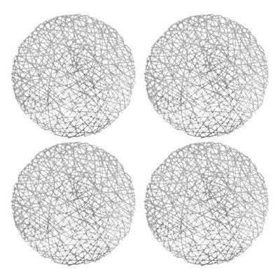 Yes-Online Christmas Placemat Set Of 4 Silver Woven Mesh Table Protection Heat Resistant from B&Q