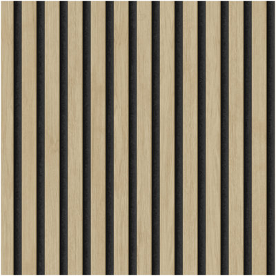 Fine Décor Cream Natural Woodslat Wallpaper Acoustic Wood Panel Effect Modern Feature Wall 10.05M B&Q