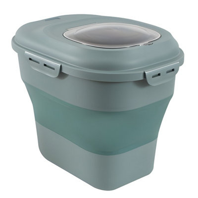 Yes-Online Green Collapsible Pet Food Storage Container 25L Airtight Lid Scoop Dog Puppy from B&Q