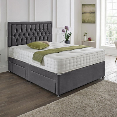Dining Tables Lisbon Matching Headboard Divan Set2 Drawer On Same Side With Sprung 1500 Comfort MattressPlush SteelDouble from B&Q