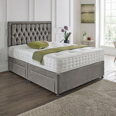 Dining Tables Lisbon Matching Headboard Divan Set2 Drawer On Same Side With Sprung 1500 Comfort MattressPlush GreyDouble from B&Q