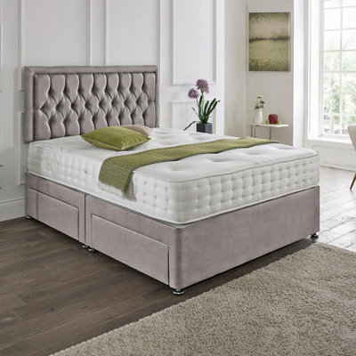 Dining Tables Lisbon Matching Headboard Divan Set2 Drawer On Same Side With Sprung 1500 Comfort MattressChenille GreyDouble from B&Q