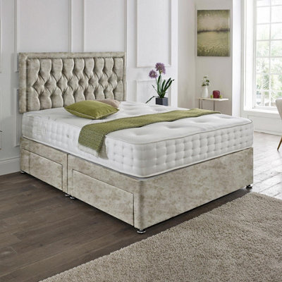 Dining Tables Lisbon Matching Headboard Divan Set2 Drawer On Same Side With Sprung 1500 Comfort MattressCrushed ChampagneDouble from B&Q