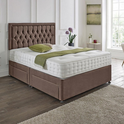 Dining Tables Lisbon Matching Headboard Divan Set2 Drawer On Same Side With Sprung 1500 Comfort MattressPlush TaupeKing from B&Q