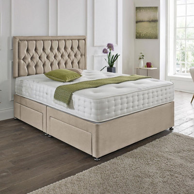 Dining Tables Lisbon Matching Headboard Divan Set2 Drawer On Same Side With Sprung 1500 Comfort MattressPlush AlmondKing from B&Q