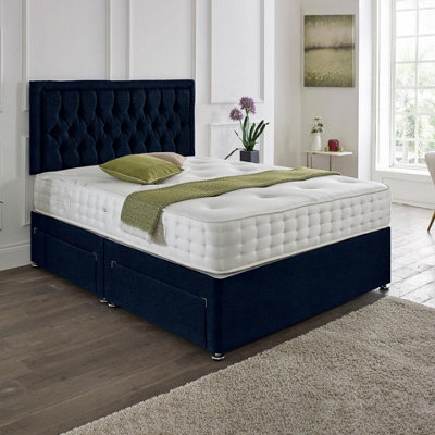 Dining Tables Lisbon Matching Headboard Divan Set2 Drawer On Same Side With Sprung 1500 Comfort MattressChenille IndigoKing from B&Q