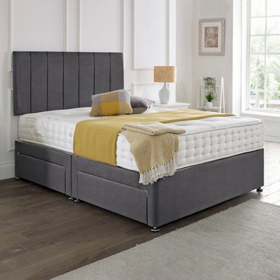 Dining Tables Oslo Matching Headboard Divan Set2 Drawer On Same Side With Sprung 1500 Comfort MattressPlush SteelDouble from B&Q
