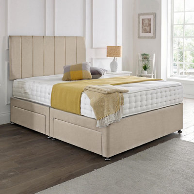 Dining Tables Oslo Matching Headboard Divan Set2 Drawer On Same Side With Sprung 1500 Comfort MattressPlush AlmondDouble from B&Q