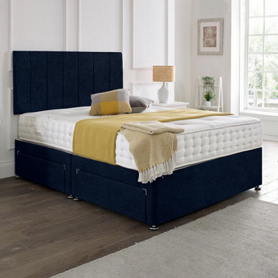 Dining Tables Oslo Matching Headboard Divan Set2 Drawer On Same Side With Sprung 1500 Comfort MattressChenille IndigoDouble from B&Q