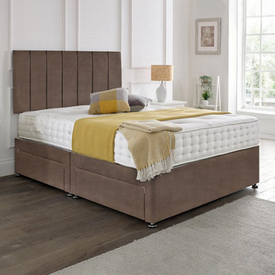 Dining Tables Oslo Matching Headboard Divan Set2 Drawer On Same Side With Sprung 1500 Comfort MattressPlush TaupeKing from B&Q