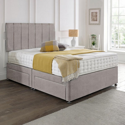 Dining Tables Oslo Matching Headboard Divan Set2 Drawer On Same Side With Sprung 1500 Comfort MattressChenille GreyKing from B&Q