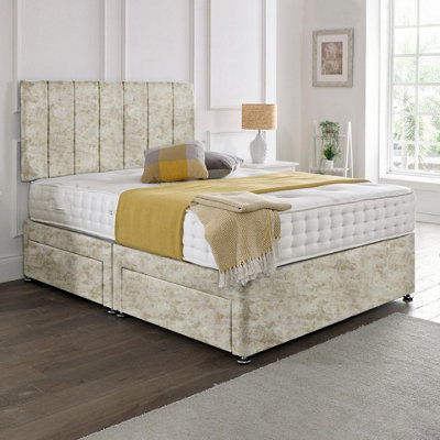 Dining Tables Oslo Matching Headboard Divan Set2 Drawer On Same Side With Sprung 1500 Comfort MattressCrushed ChampagneKing from B&Q