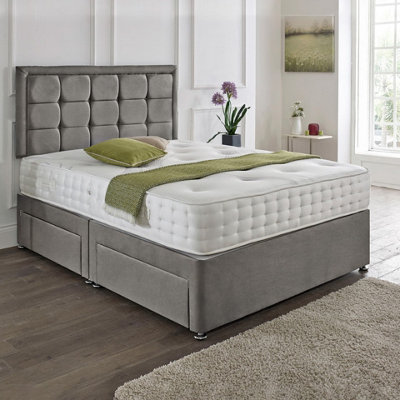 Dining Tables Dallas Matching Headboard Divan Set2 Drawer On Same Side With Sprung 1500 Comfort MattressPlush GreyDouble from B&Q