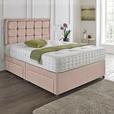 Dining Tables Dallas Matching Headboard Divan Set2 Drawer On Same Side With Sprung 1500 Comfort Mattress- Plush Pink PaleDouble from B&Q