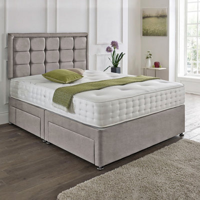 Dining Tables Dallas Matching Headboard Divan Set2 Drawer On Same Side With Sprung 1500 Comfort MattressChenille GreyDouble from B&Q
