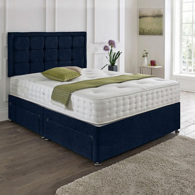 Dining Tables Dallas Matching Headboard Divan Set2 Drawer On Same Side With Sprung 1500 Comfort MattressChenille IndigoDouble from B&Q