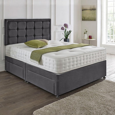 Dining Tables Dallas Matching Headboard Divan Set2 Drawer On Same Side With Sprung 1500 Comfort MattressPlush SteelKing from B&Q