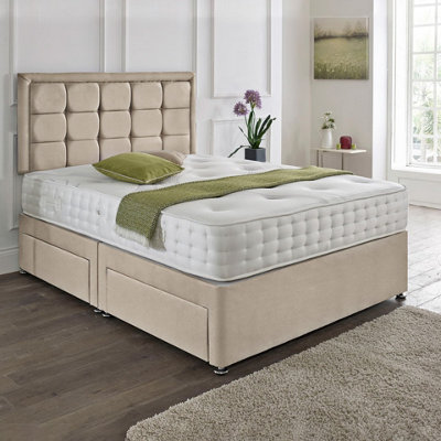 Dining Tables Dallas Matching Headboard Divan Set2 Drawer On Same Side With Sprung 1500 Comfort MattressPlush AlmondKing from B&Q
