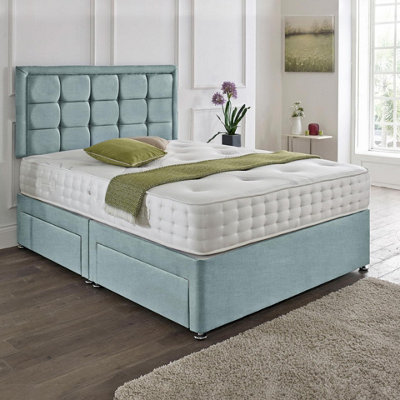 Dining Tables Dallas Matching Headboard Divan Set2 Drawer On Same Side With Sprung 1500 Comfort MattressChenille Pale BlueKing from B&Q