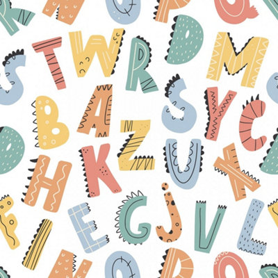 I Love Wallpaper Dino Alphabet Wallpaper In Multicoloured