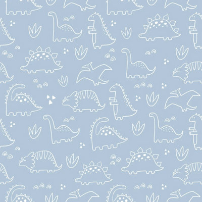 I Love Wallpaper Dinky Dinos Wallpaper In Pale Blue from B&Q