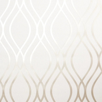 I Love Wallpaper Camden Wave Wallpaper In Neutral And Gold from B&Q
