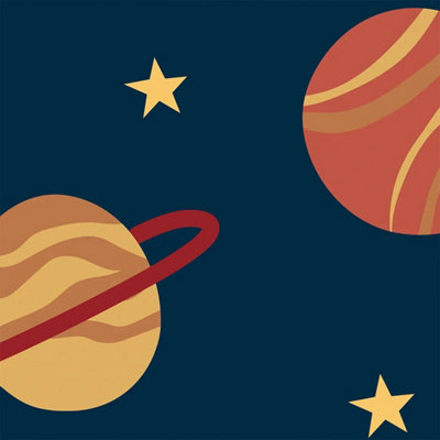 I Love Wallpaper Playful Universe Wallpaper In Warm Tones On Navy from B&Q