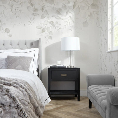 I Love Wallpaper Eucalyptus Cascade Mural In Soft Greys from B&Q