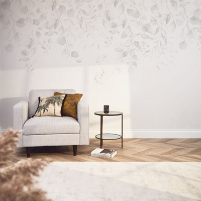 I Love Wallpaper Eucalyptus Cascade Mural Wallpaper In Soft Greys (350Cm X 240Cm) from B&Q