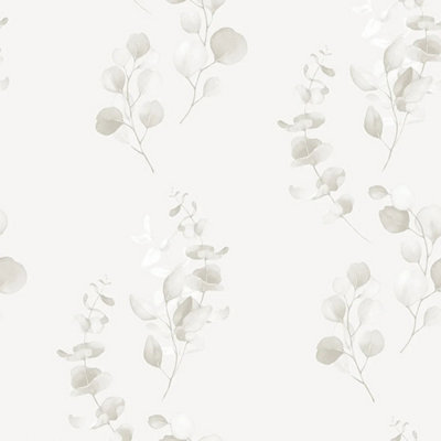 I Love Wallpaper Trailing Eucalyptus Wallpaper In Soft Greys from B&Q