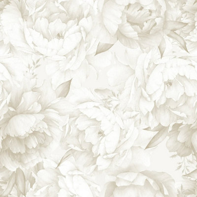 I Love Wallpaper Vintage Peony Wallpaper In Cool Neutrals from B&Q