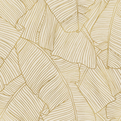 I Love Wallpaper Banana Leaf Wallpaper In Cream And Gold from B&Q