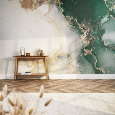 I Love Wallpaper Amalfi Mural In Emerald And Gold (350Cm X 240Cm) from B&Q
