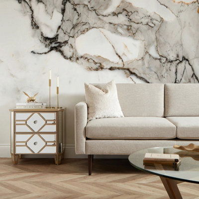 I Love Wallpaper Statuario Marble Mural In Grey Tones from B&Q