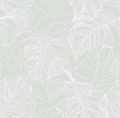 I Love Wallpaper Monstera Leaf Wallpaper In Sage Green from B&Q