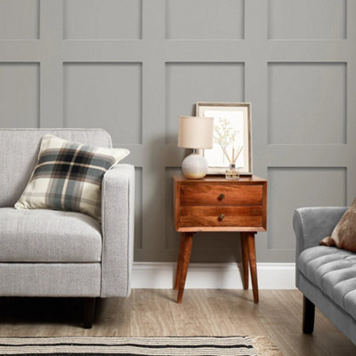 I Love Wallpaper Contemporary Wood Panel Wallpaper In Soft Grey from B&Q