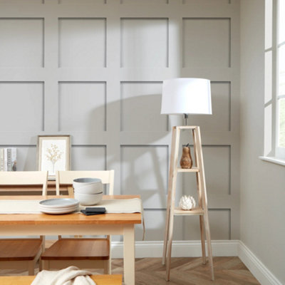 I Love Wallpaper Contemporary Wood Panel Wallpaper In Dove White from B&Q
