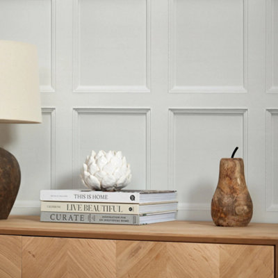 I Love Wallpaper Classic Wood Panel Wallpaper In Dove White from B&Q