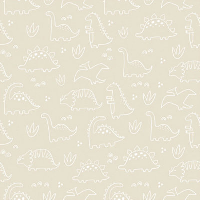 I Love Wallpaper Dinky Dinos Wallpaper In Cream And White from B&Q